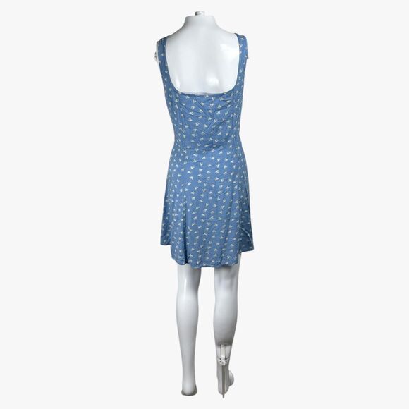 Nordstrom Abound Women's Princess Mini Dress in Floral Blue Size XL Preppy Glam - Picture 3 of 6